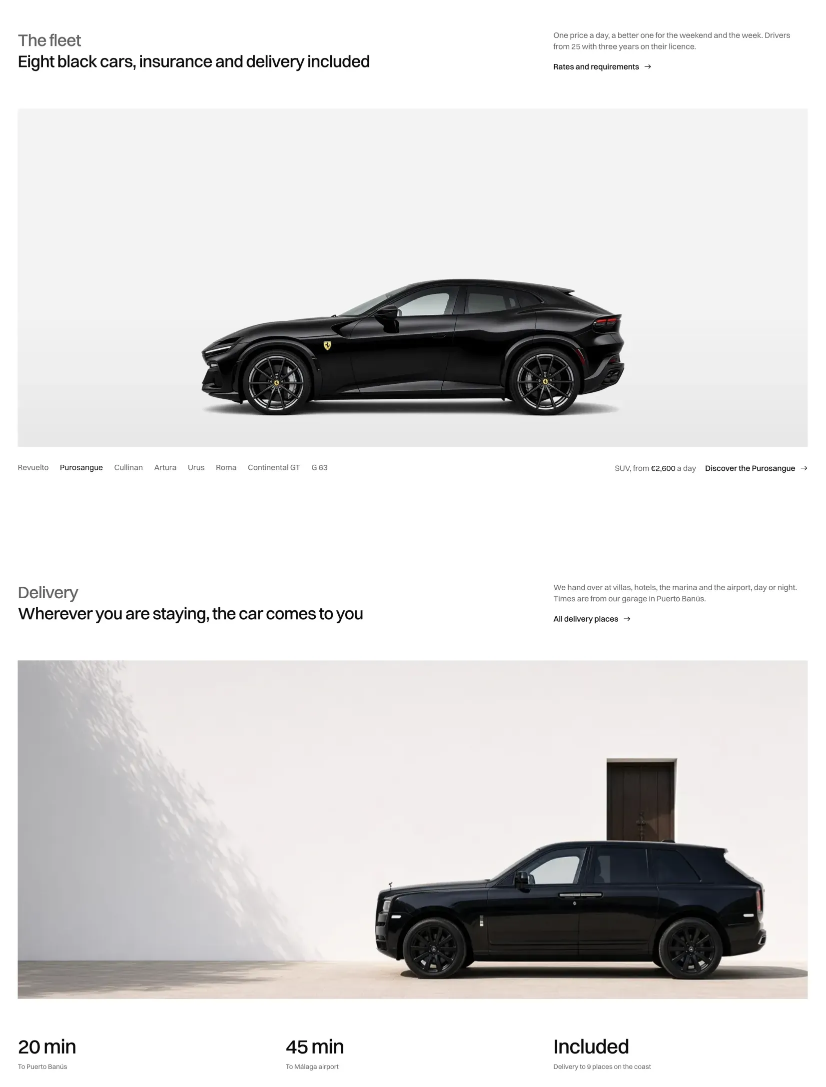 The Jacobsen car page with a black estate on white and the details below