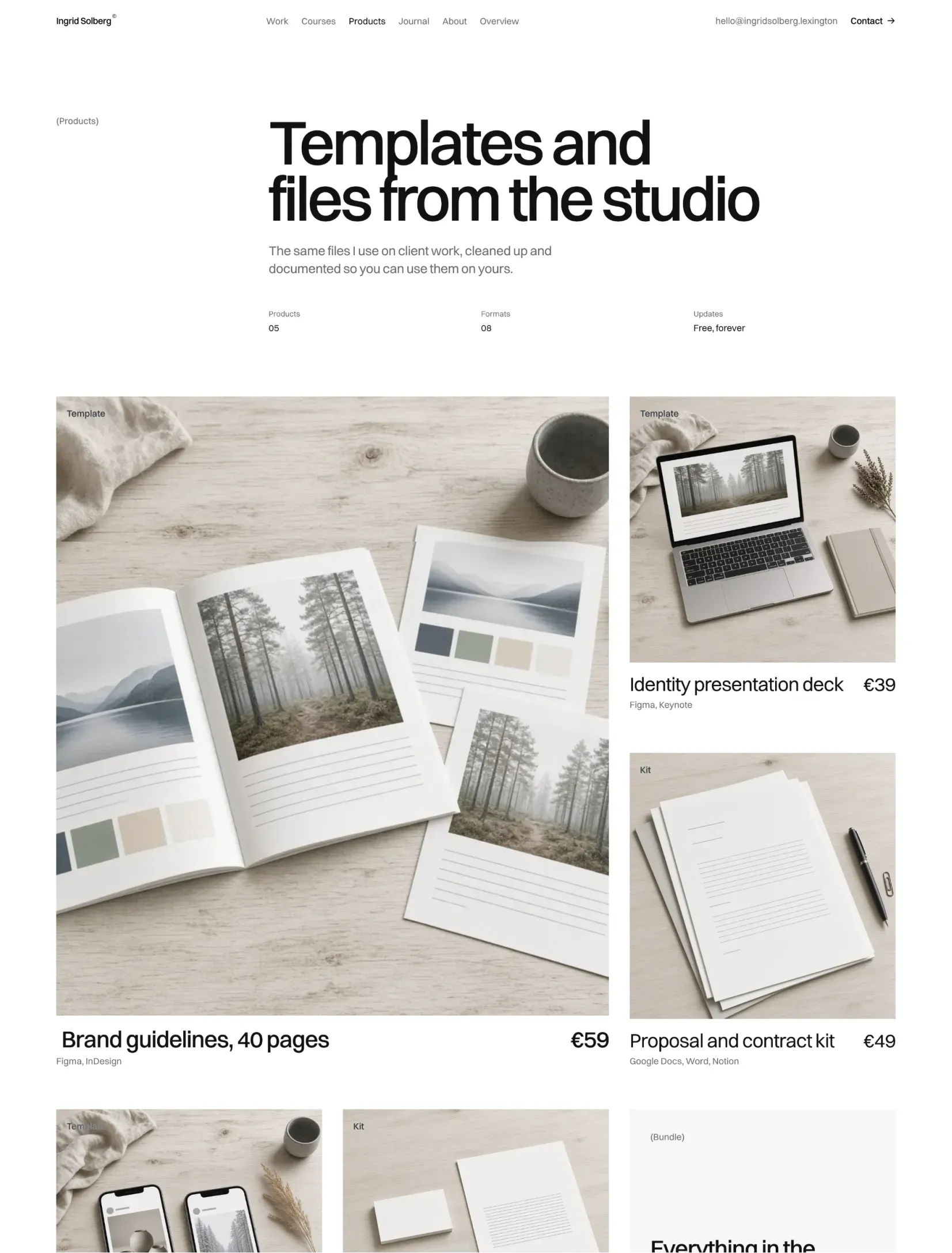 Ingrid Solberg's shop page of templates and files from the studio